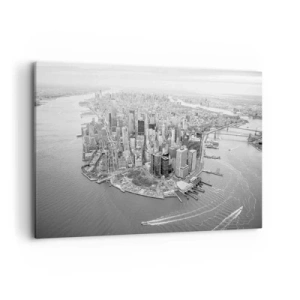 Cuadro sobre lienzo - Impresión de Imagen - Vista aérea de Manhattan en blanco y negro - 120x80cm - ¿Cómo no amar este lugar? - Decoración de pared moderna para salón y dormitorio ARTTOR