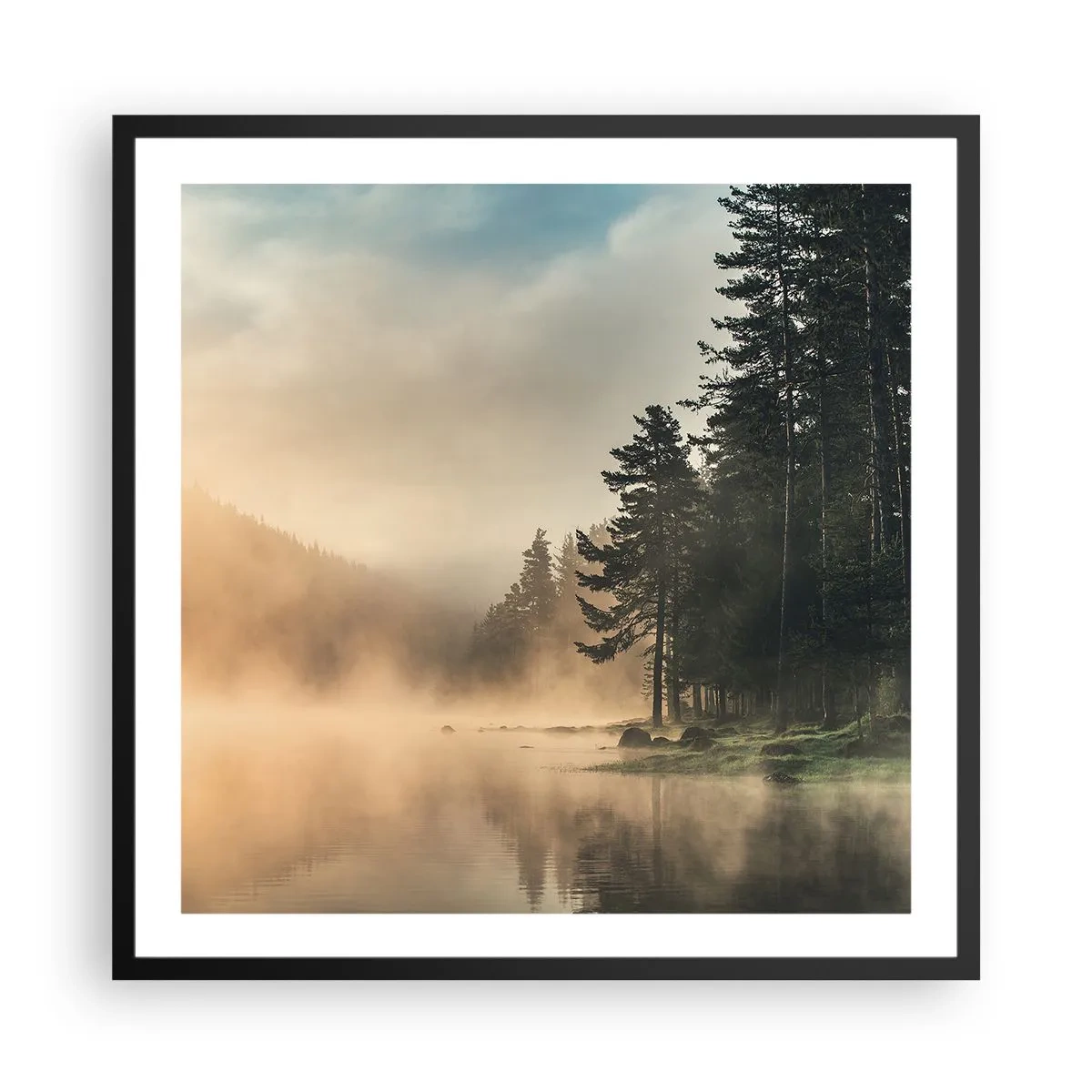 Póster en marco negro - El nacimiento de un día - 60x60 cm