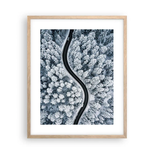 Póster en marco roble claro - A través de un bosque invernal - 40x50 cm