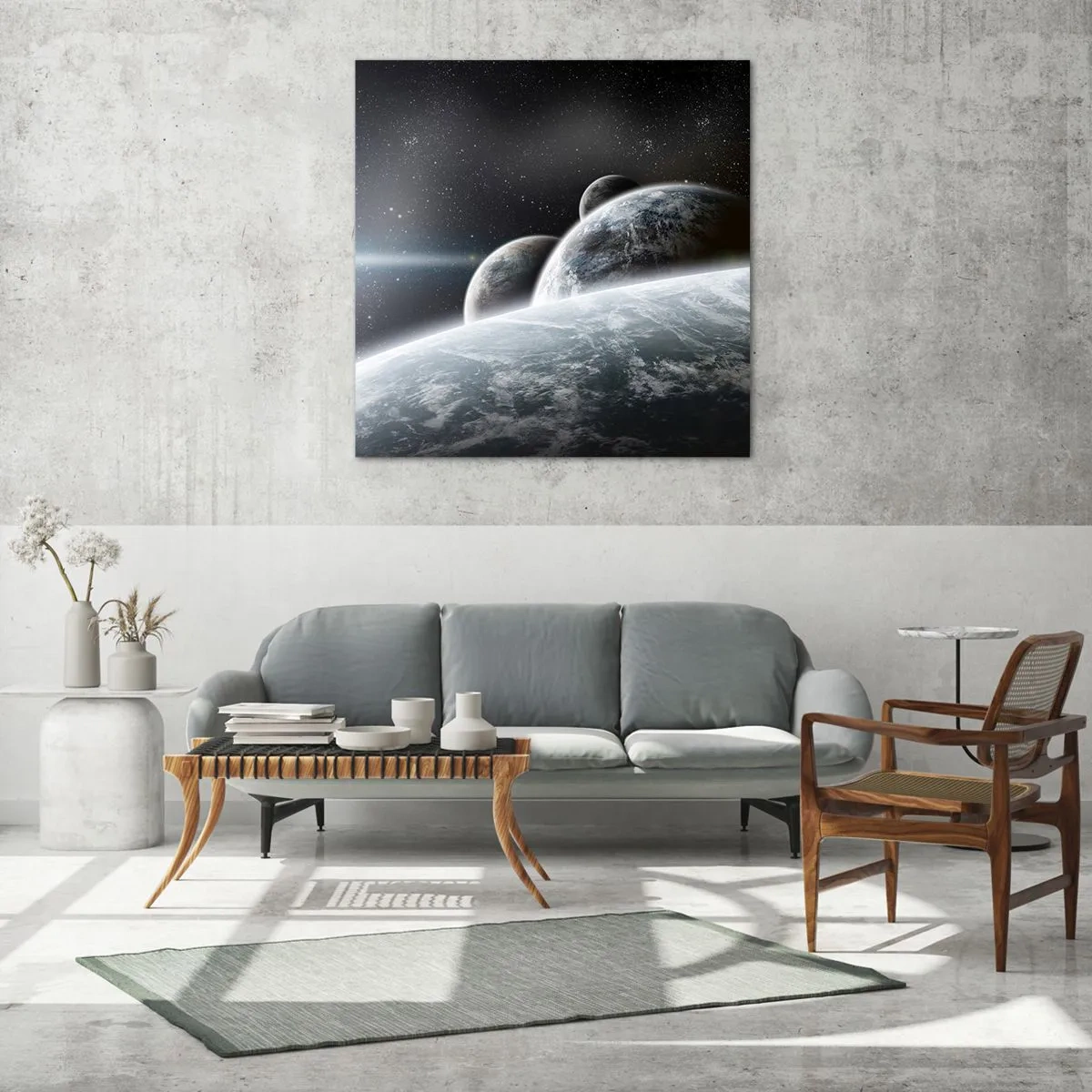 Cuadro sobre vidrio - Impresiones sobre Vidrio - Música cósmica de las esferas - 70x70 cm
