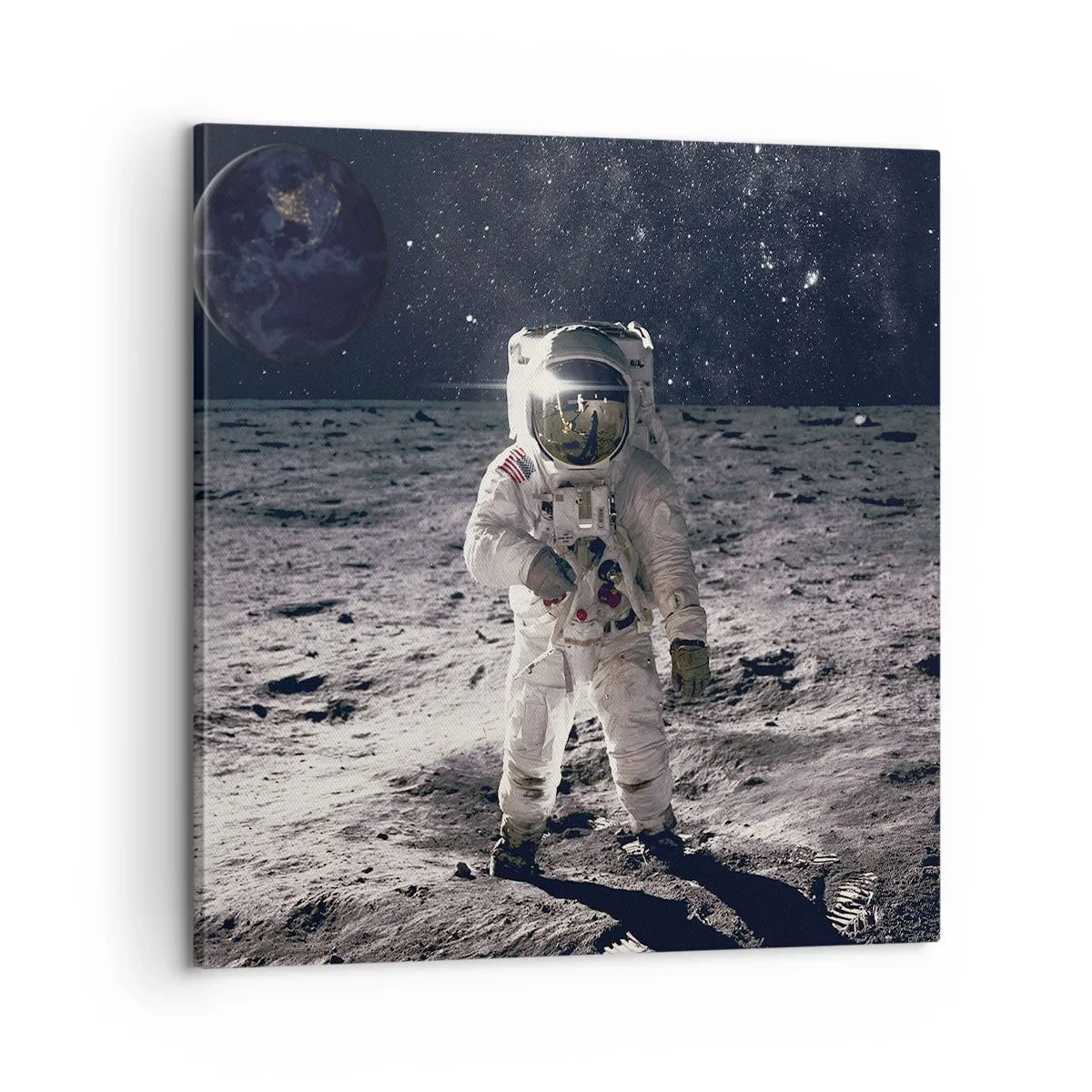 Cuadro sobre lienzo - Impresión de Imagen - Saludos desde la Luna - 60x60 cm