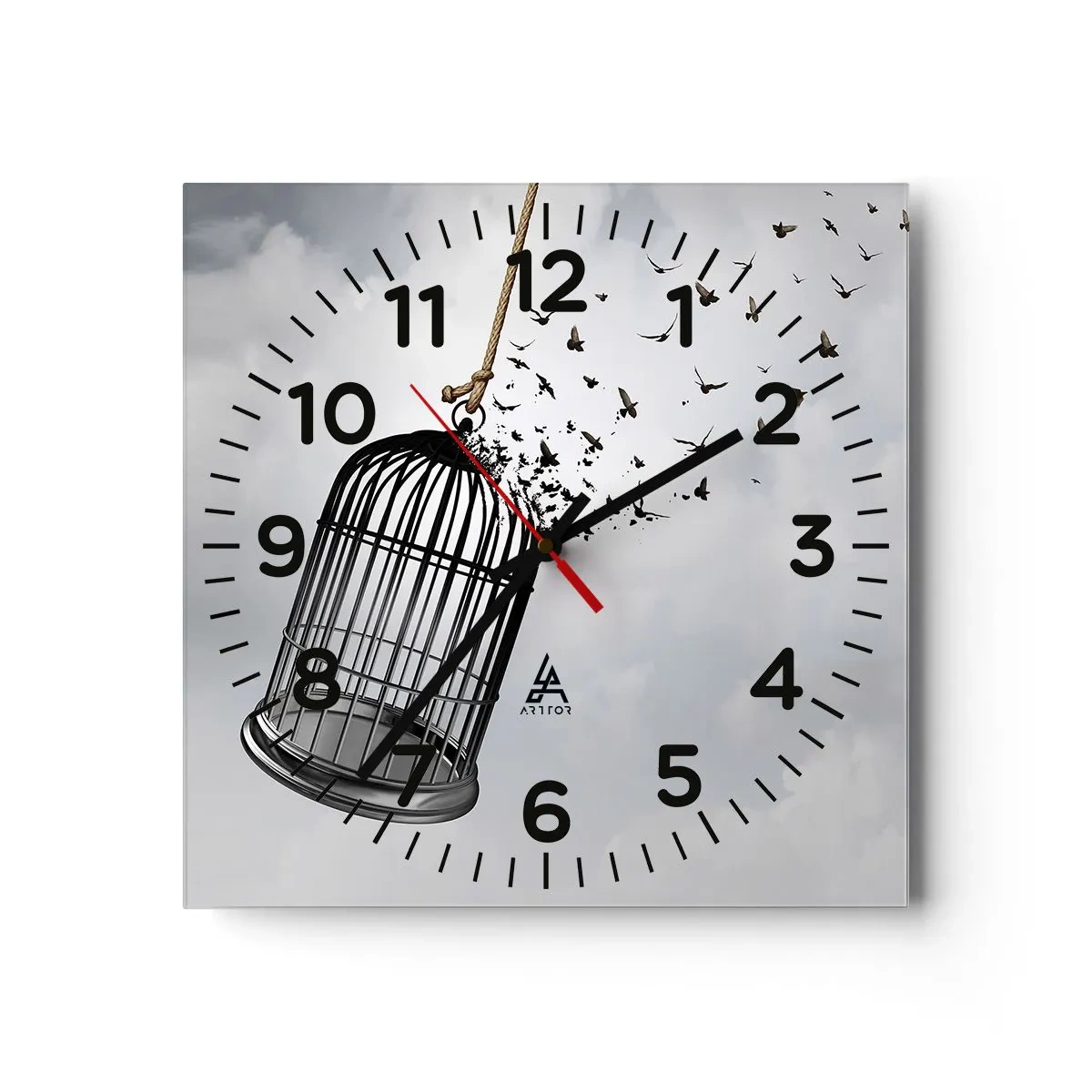 Reloj de pared - Reloj de vidrio - Fe... Esperanza... ¡Libertad! - 40x40 cm