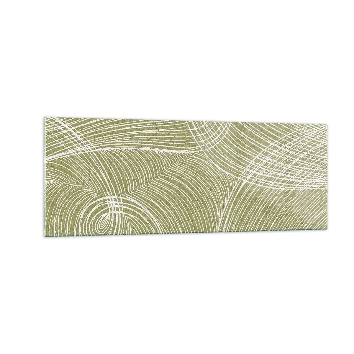 Cuadro sobre vidrio - Impresiones sobre Vidrio - Líneas verdes y blancas en una composición abstracta. - 140x50cm - Abstracción intrincada en blanco - Decoración de pared moderna para salón y dormitorio ARTTOR