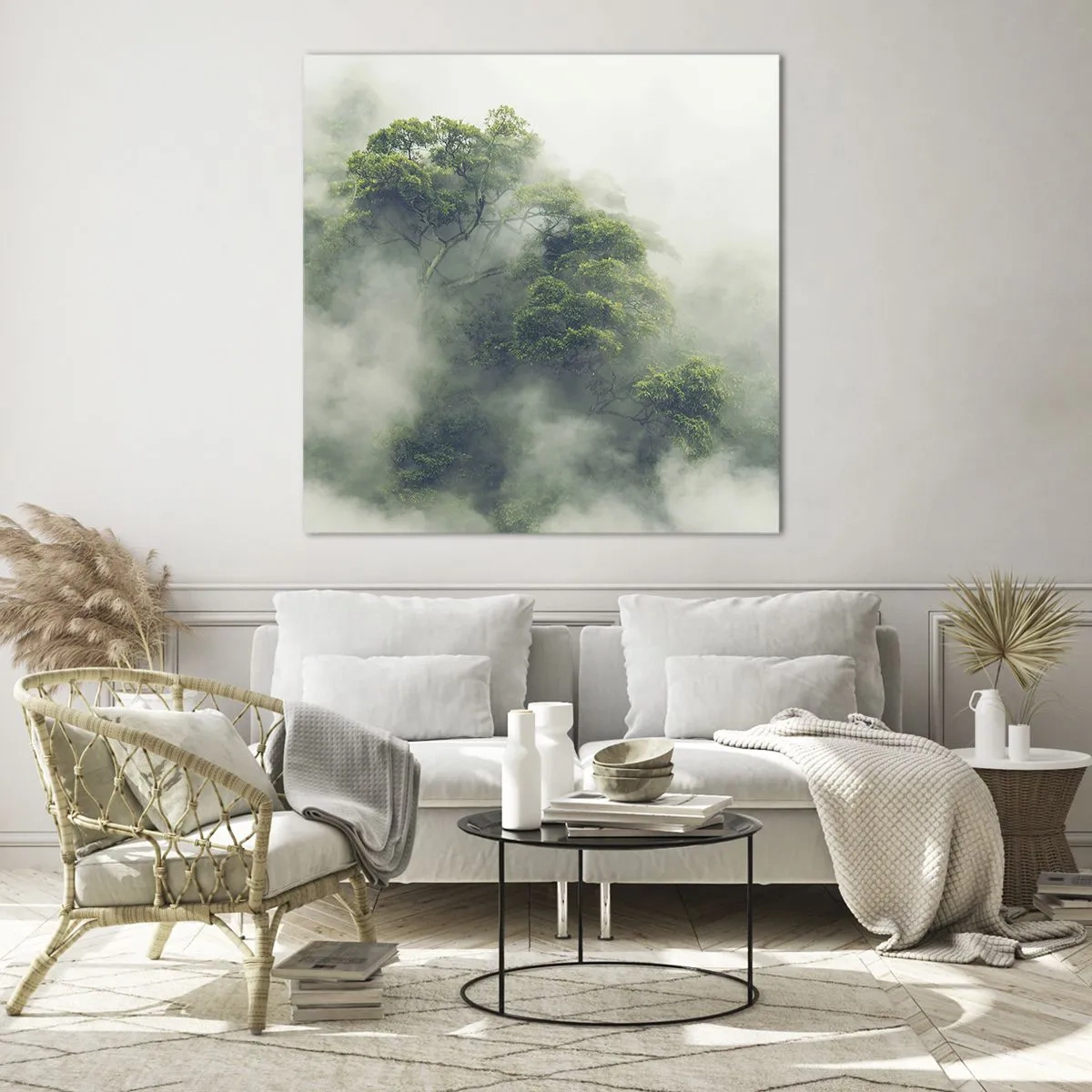 Cuadro sobre vidrio - Impresiones sobre Vidrio - Envuelto en niebla - 40x40 cm