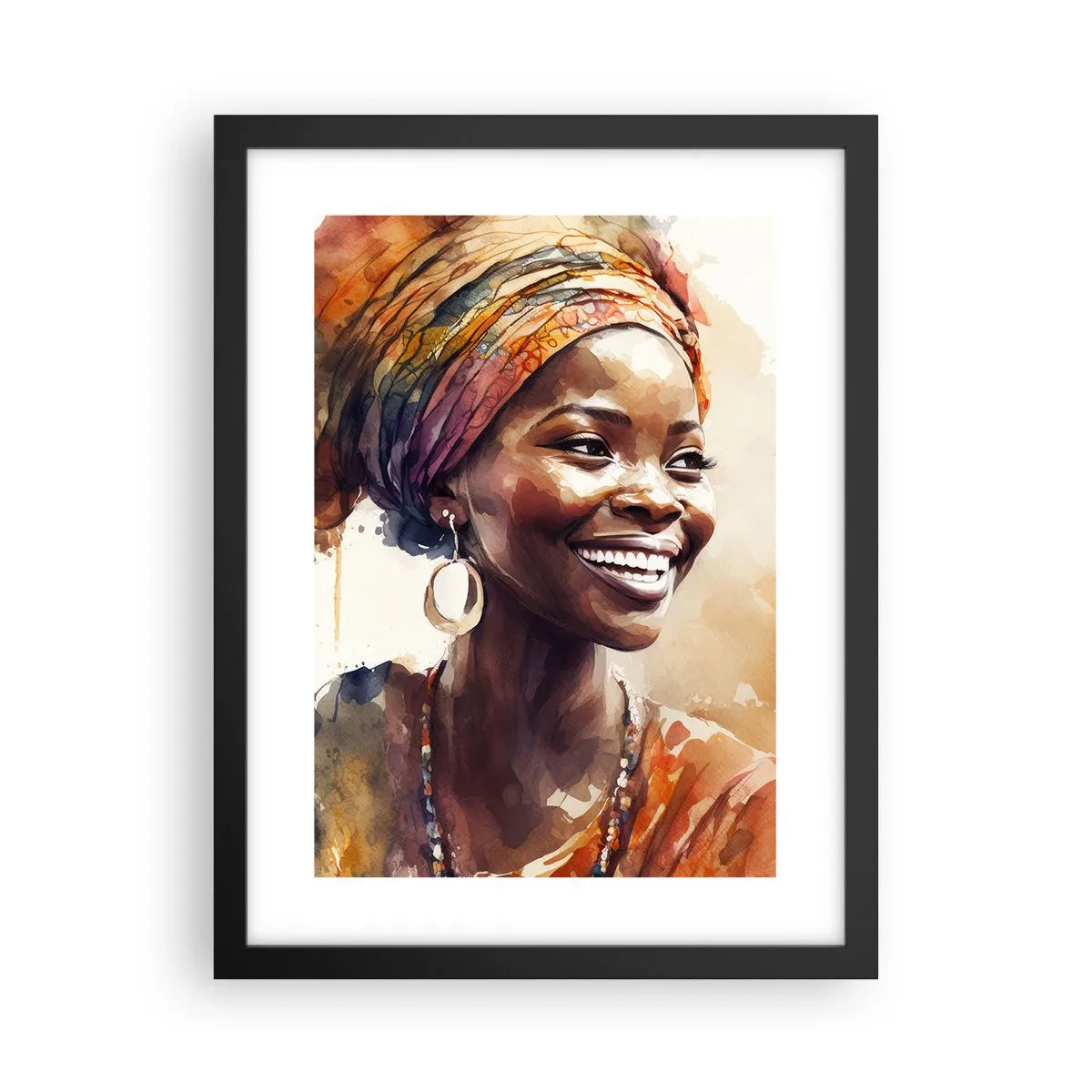 Póster en marco negro - Reina africana - 30x40 cm