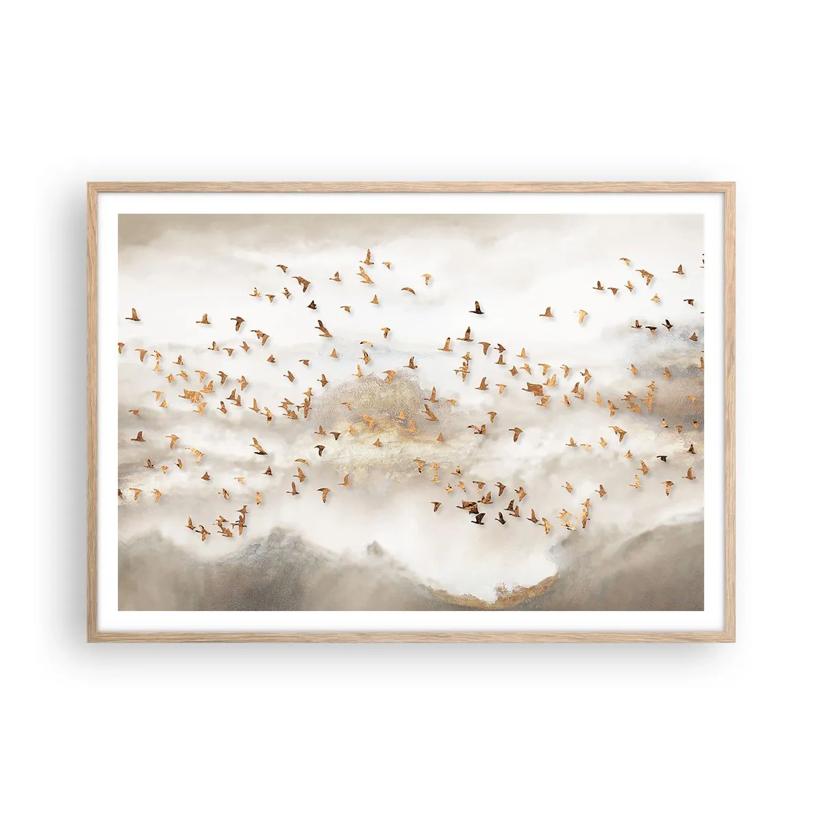 Póster en marco roble claro - Es hora... - 100x70 cm