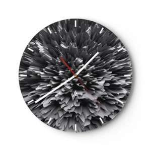 Reloj de pared - Reloj de vidrio - Composición 3D abstracta en blanco y negro en forma de explosión. - 30x30cm - No puede ser más afilado - Decoración de pared moderna para salón, cocina y dormitorio ARTTOR