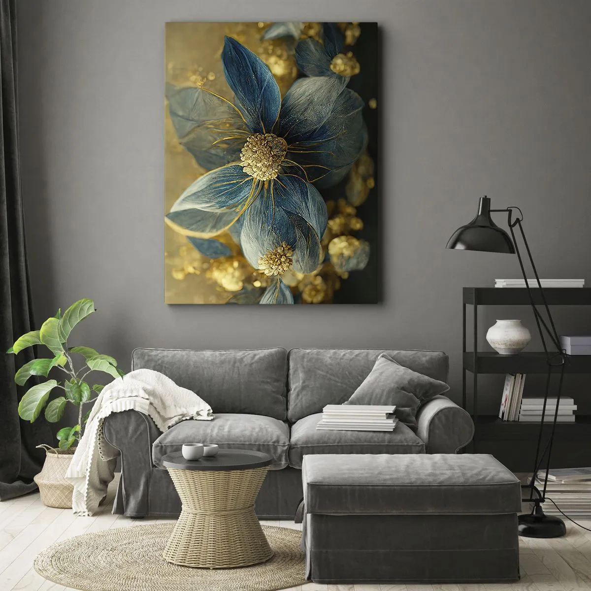 Cuadro sobre lienzo - Impresión de Imagen - Flor de oro - 45x80 cm