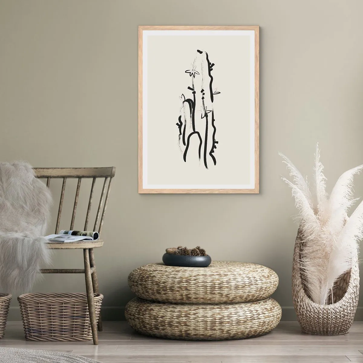 Póster en marco roble claro - El color negro floreciendo - 40x50 cm