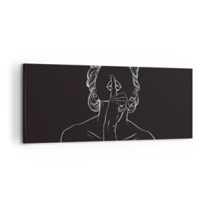 Cuadro sobre lienzo - Impresión de Imagen - Silueta minimalista de una mujer sobre un fondo negro. - 120x50cm - La belleza florece en silencio - Decoración de pared moderna para salón y dormitorio ARTTOR