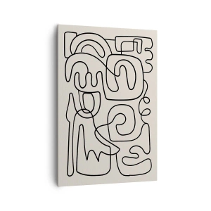 Cuadro sobre lienzo - Impresión de Imagen - Patrón de arte lineal abstracto en negro sobre un fondo claro - 70x100cm - El camino correcto - Decoración de pared moderna para salón y dormitorio ARTTOR
