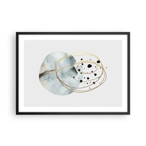 Póster en marco negro - Abstracción minimalista con patrón geométrico y líneas doradas. - 70x50cm - El concepto del espacio - Decoración de pared moderna para salón y dormitorio ARTTOR