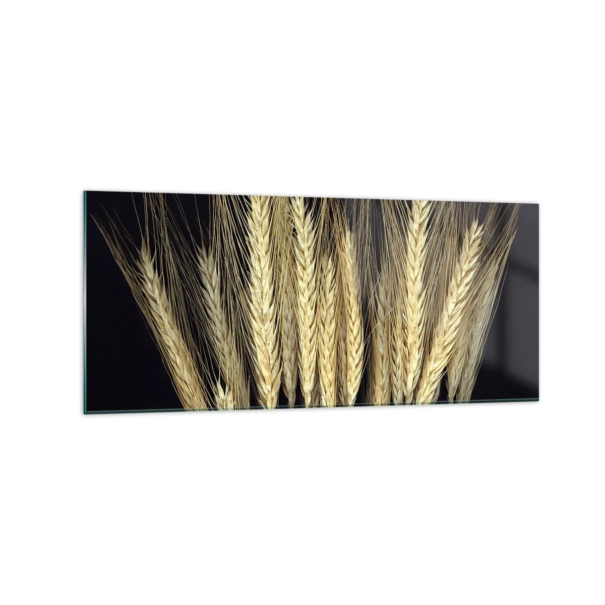 Cuadro sobre vidrio - Impresiones sobre Vidrio - Espigas de trigo sobre fondo negro en estilo rústico - 120x50cm - Magia rústica - Decoración de pared moderna para salón y dormitorio ARTTOR