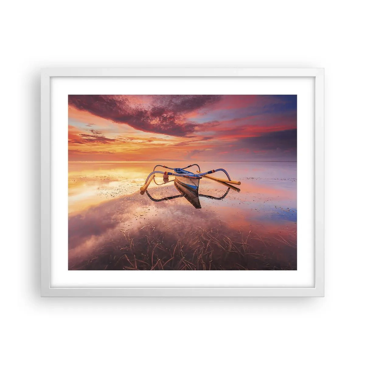 Póster en marco blanco - Calma de una tarde tropical - 50x40 cm