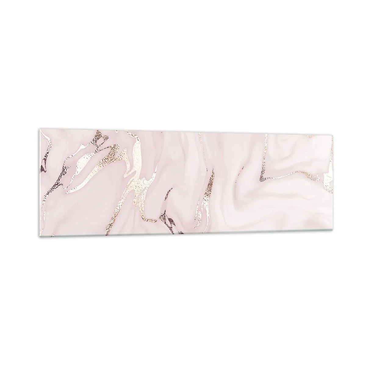 Cuadro sobre vidrio - Impresiones sobre Vidrio - Elegante abstracción en tonos rosa y dorado. - 160x50cm - En rosa - Decoración de pared moderna para salón y dormitorio ARTTOR