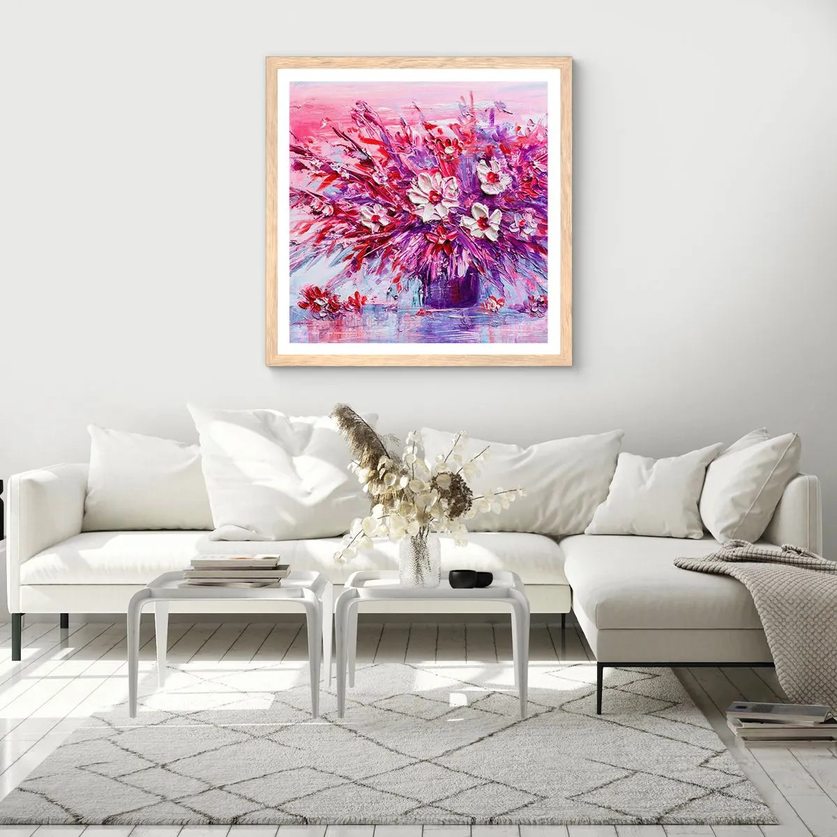 Póster en marco roble claro - Inocencia y pasión - 60x60 cm