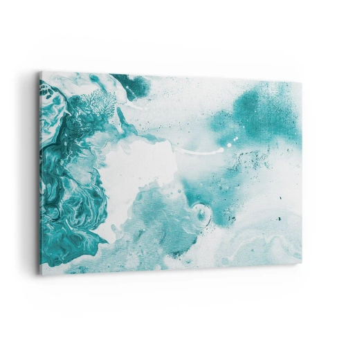 Cuadro sobre lienzo - Impresión de Imagen - Abstracción en tonos azules con delicados acentos de blanco. - 120x80cm - Remansos de azul - Decoración de pared moderna para salón y dormitorio ARTTOR