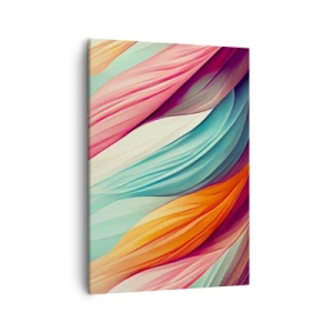 Cuadro sobre lienzo - Impresión de Imagen - Líneas abstractas en colores pastel y vibrantes. - 50x70cm - Tejido arco iris - Decoración de pared moderna para salón y dormitorio ARTTOR