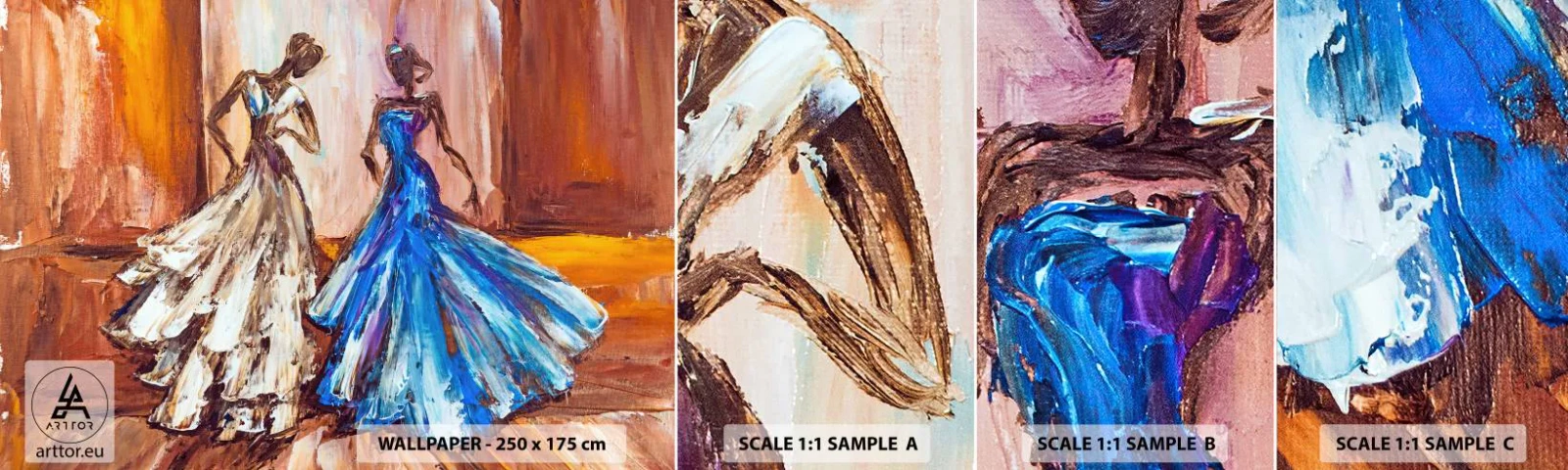 Muestra de fotomural autoadhesivo Deluxe Sticker - Un elegante dúo - Mujer, Vestido de novia, Moda - 100x30 cm