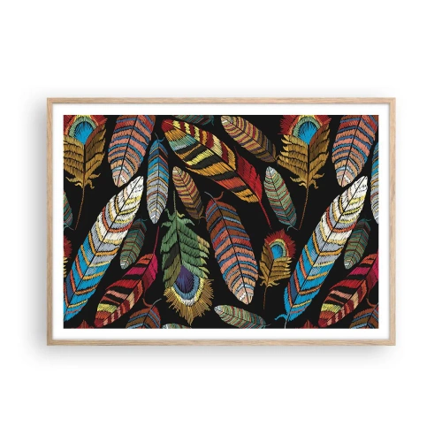 Póster en marco roble claro - Carnaval de las aves - 100x70 cm