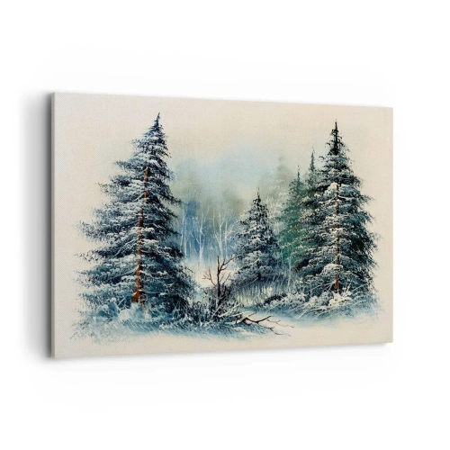 Cuadro sobre lienzo - Impresión de Imagen - Paisaje invernal con árboles cubiertos de nieve - 120x80cm - Preparados para la Navidad - Decoración de pared moderna para salón y dormitorio ARTTOR
