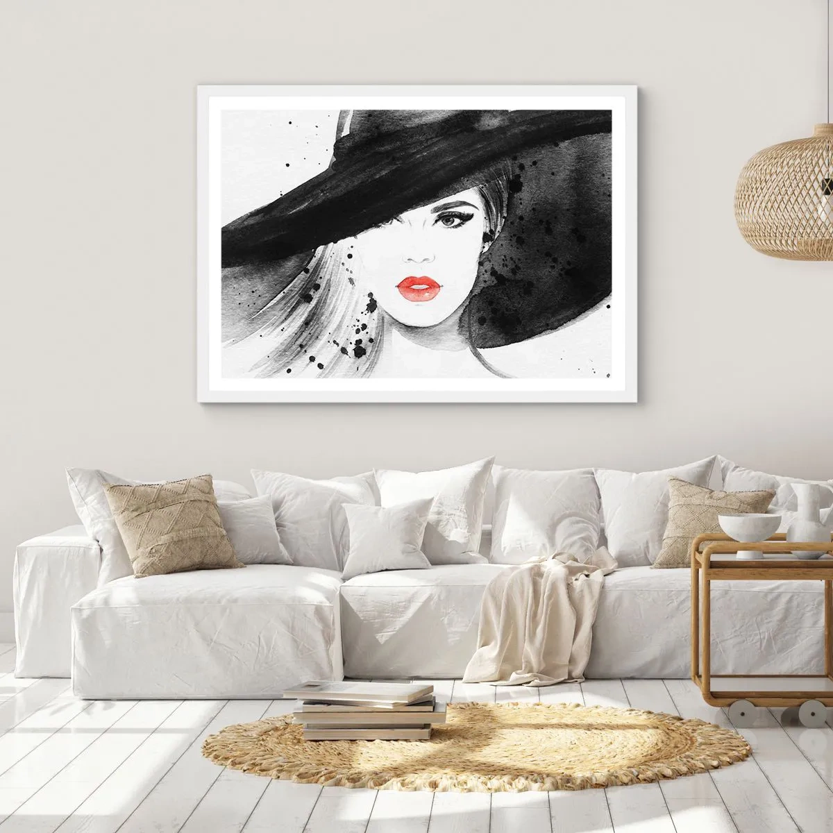 Póster en marco blanco - Dama de negro - 70x50 cm