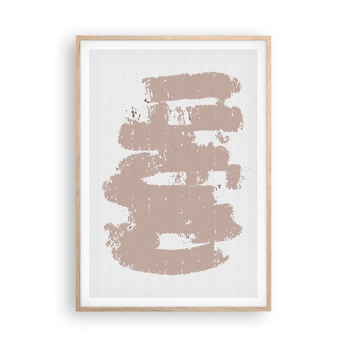 Póster en marco roble claro - Abstracción en rosa suave - 70x100 cm