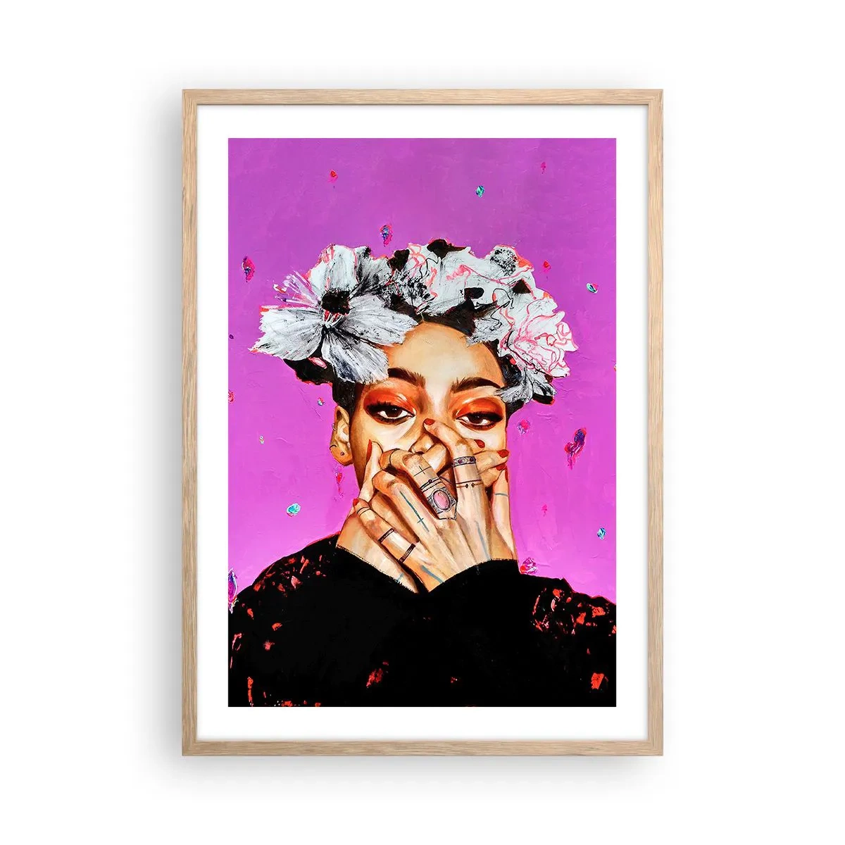 Póster en marco roble claro - Un poco alocada - 50x70 cm