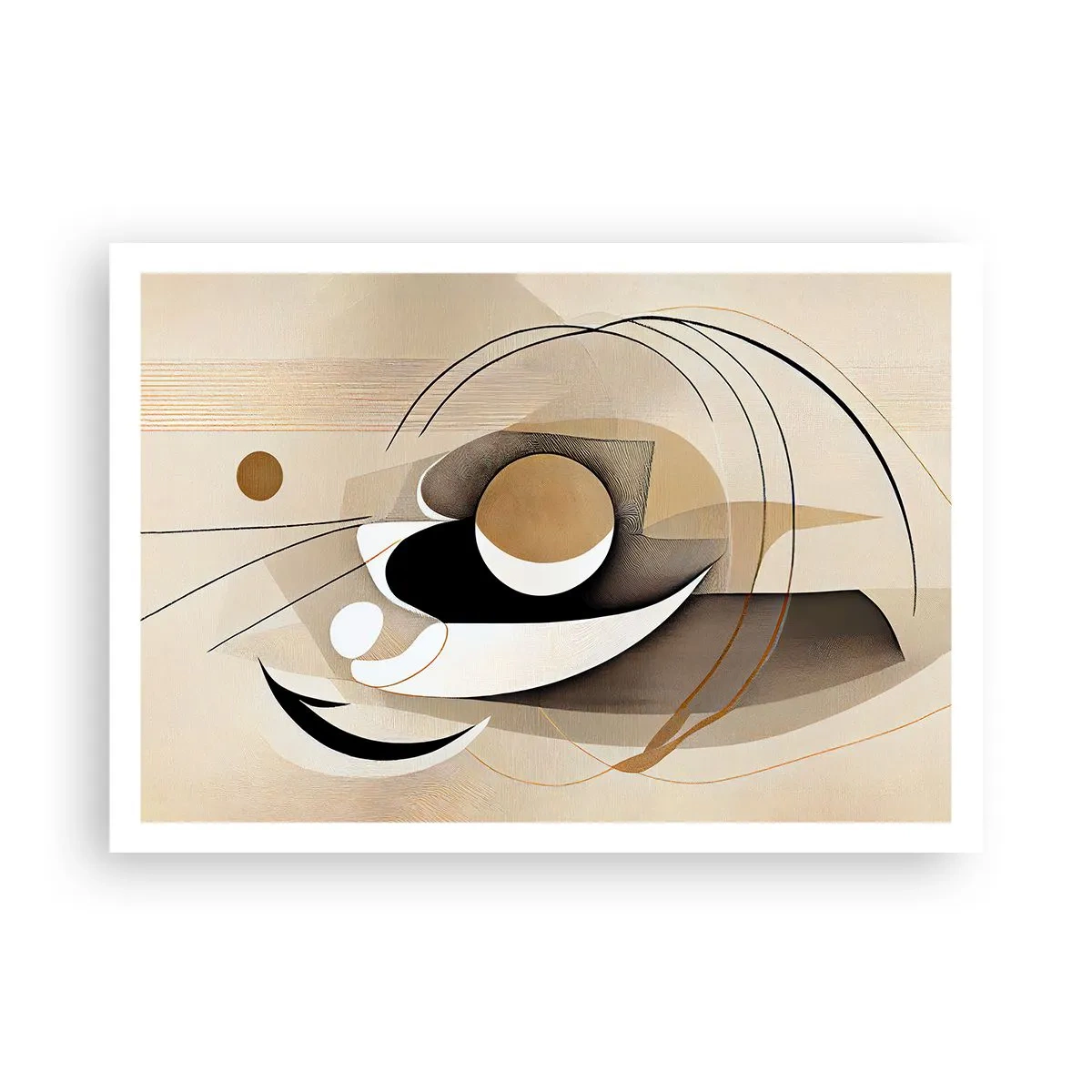 Póster - Composición abstracta en tonos beige y negro. - 100x70cm - Composición: la esencia de las cosas - Decoración de pared moderna para salón y dormitorio ARTTOR