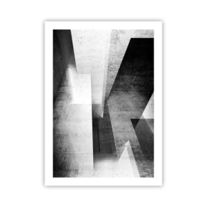 Póster - Abstracción geométrica en blanco y negro - 50x70cm - La estructura del espacio - Decoración de pared moderna para salón y dormitorio ARTTOR