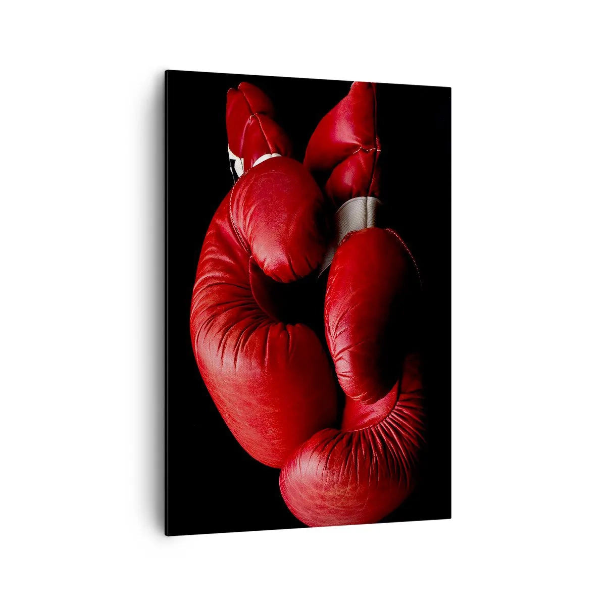 Cuadro sobre lienzo - Impresión de Imagen - Guantes de boxeo rojos sobre fondo negro - 70x100cm - La emoción del combate quedó atrás - Decoración de pared moderna para salón y dormitorio ARTTOR