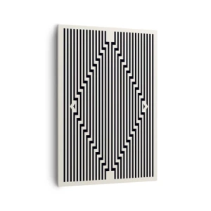 Cuadro sobre lienzo - Impresión de Imagen - Líneas blancas y negras que crean un efecto de ilusión geométrica. - 70x100cm - Ilusión geométrica - Decoración de pared moderna para salón y dormitorio ARTTOR