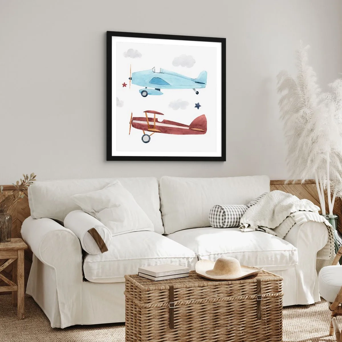 Póster en marco negro - ¡Piloto, estamos esperando! - 60x60 cm