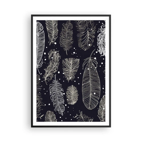 Póster en marco negro - Encaje de plumas - 70x100 cm