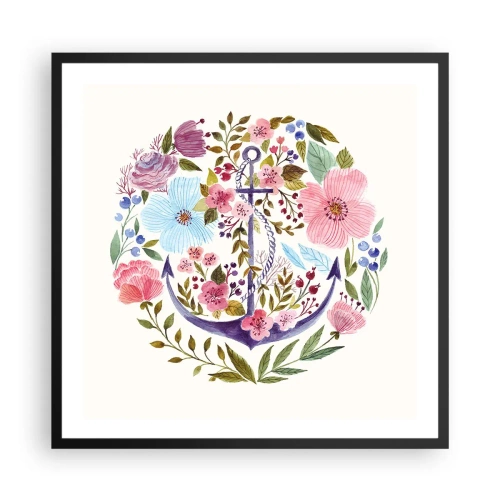 Póster en marco negro - El sueño reparador de un marinero - 60x60 cm