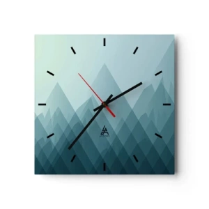 Reloj de pared - Reloj de vidrio - Gráficos de montaña minimalistas en tonos azules. - 30x30cm - Grande, mayor, el mayor - Decoración de pared moderna para salón y dormitorio ARTTOR
