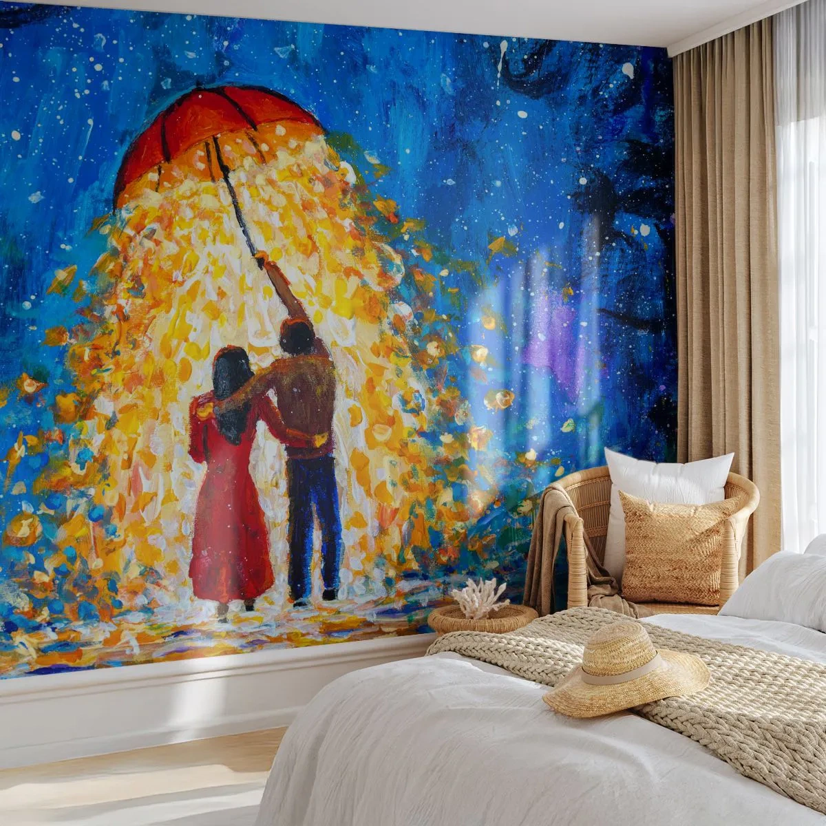 Fotomural Premium Canvas - La magia de una tarde lluviosa - Romántico, Pareja, Amar - 200x140 cm