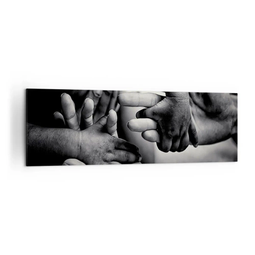 Cuadro sobre lienzo - Impresión de Imagen - Manos en blanco y negro de diferentes generaciones. - 160x50cm - Ser humano - Decoración de pared moderna para salón y dormitorio ARTTOR