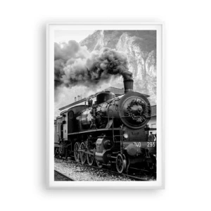 Póster en marco blanco - Rumbo a la estación... - 70x100 cm