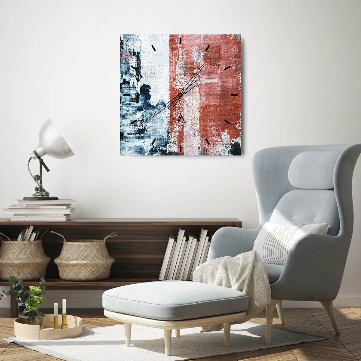 Reloj de pared - Reloj de vidrio - Mitad abstracción, mitad abstracción - 30x30 cm