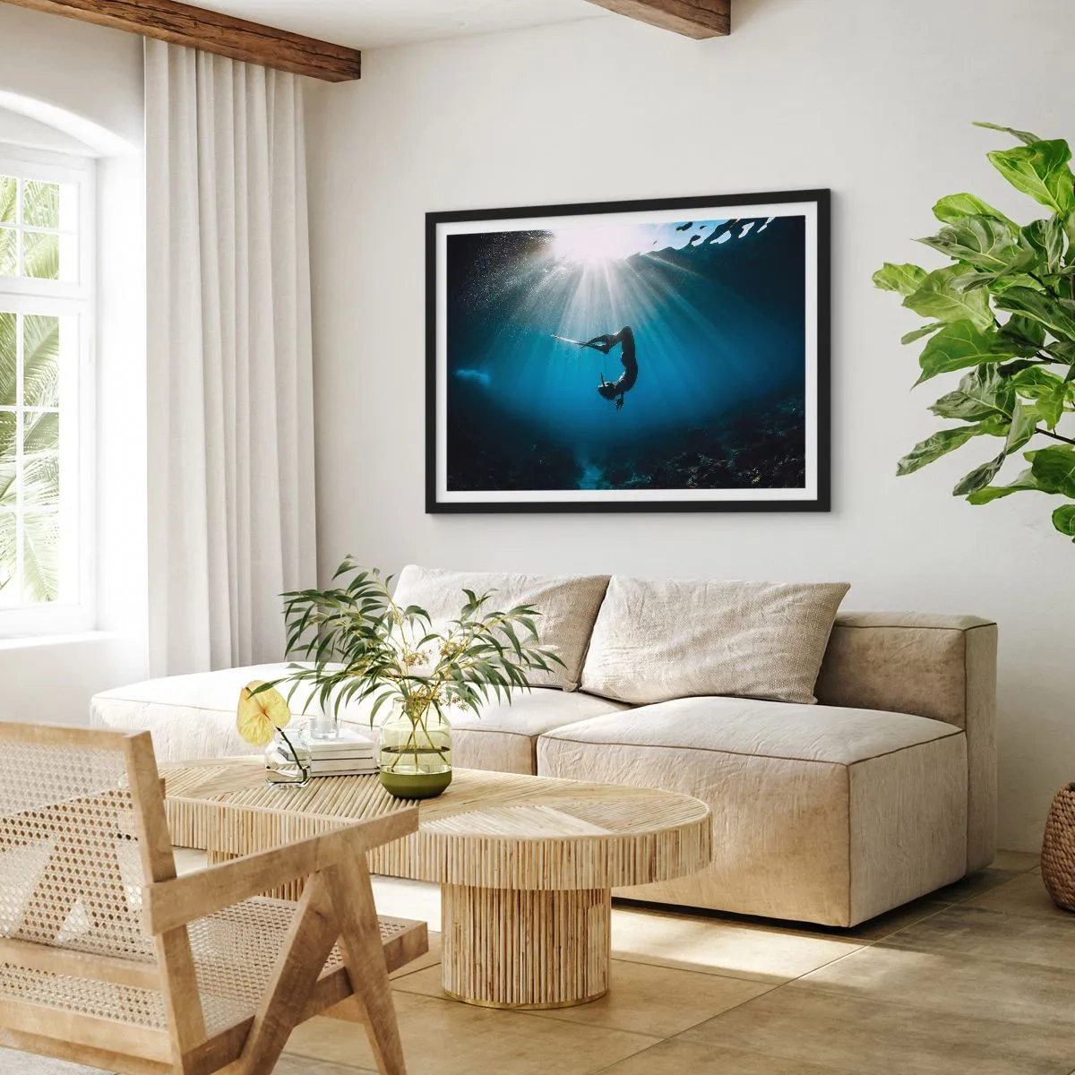 Póster en marco negro - Danza subacuática - 40x30 cm