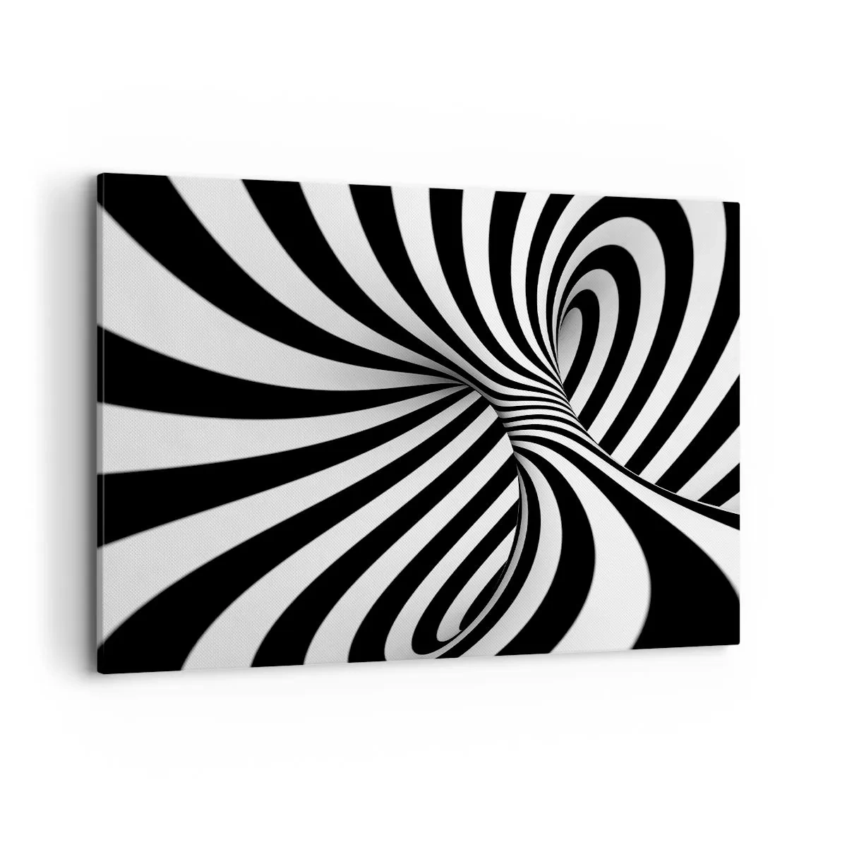 Cuadro sobre lienzo - Impresión de Imagen - Túnel abstracto con rayas espirales blancas y negras - 120x80cm - Composición: espacio de baile - Decoración de pared moderna para salón y dormitorio ARTTOR