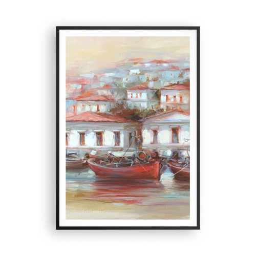 Póster en marco negro - Ciudad feliz - 70x100 cm