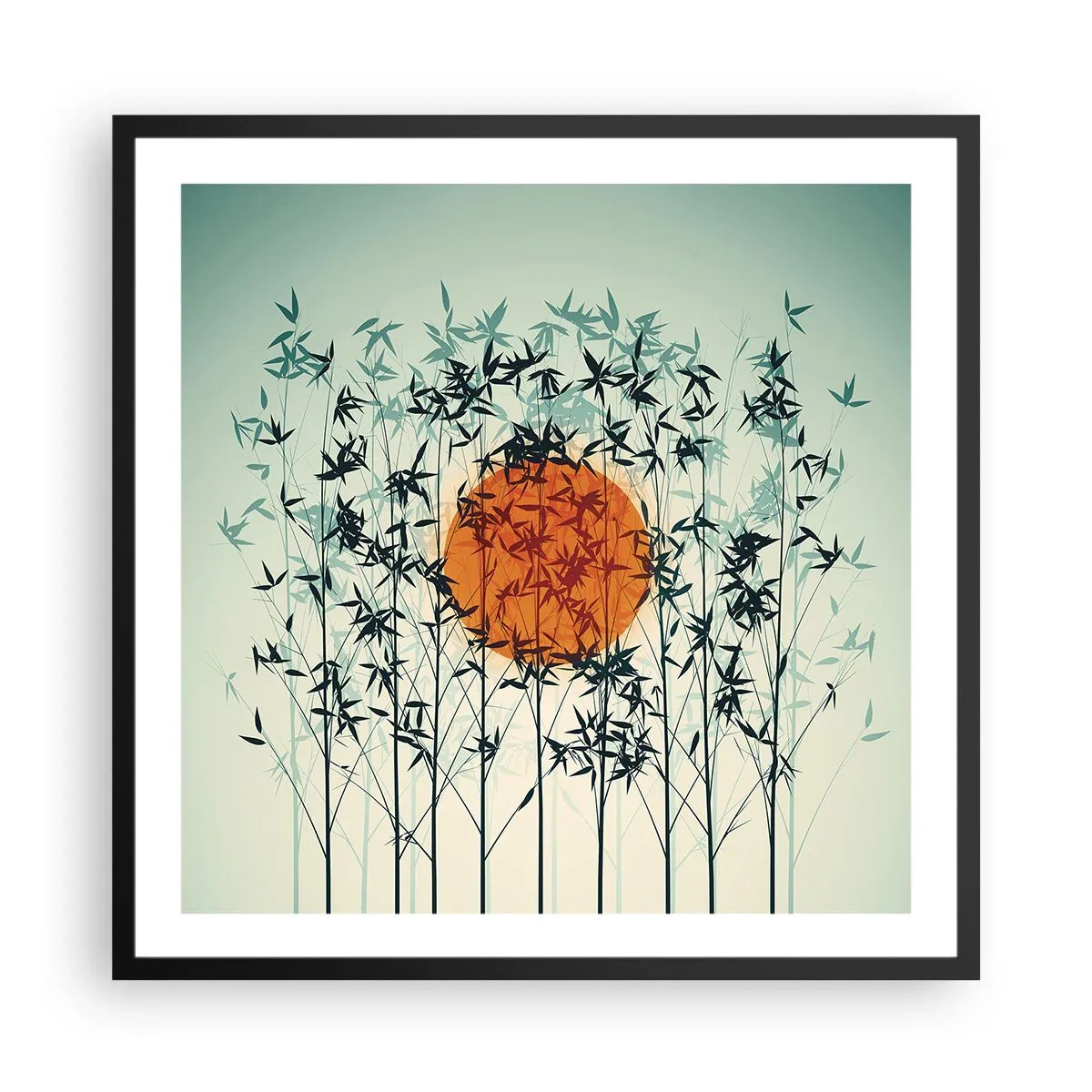 Póster en marco negro - El sol de Japón - 60x60 cm