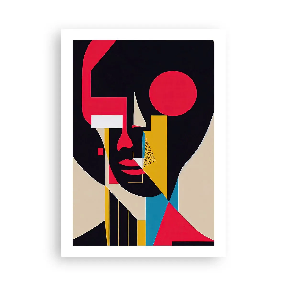 Póster - Retrato abstracto en una composición geométrica - 50x70cm - Su mundo interior - Decoración de pared moderna para salón y dormitorio ARTTOR