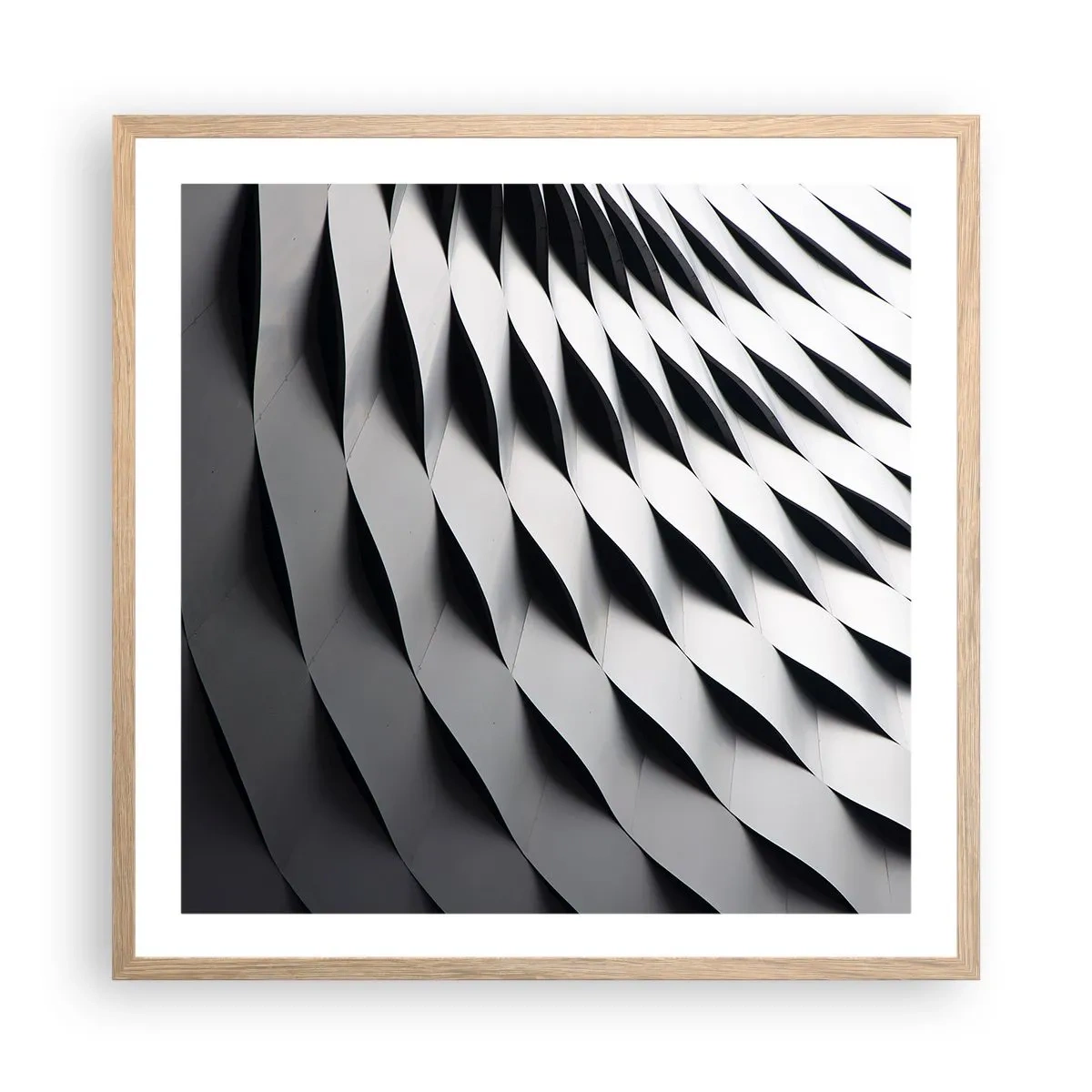 Póster en marco roble claro - En la superficie de las ondas - 60x60 cm