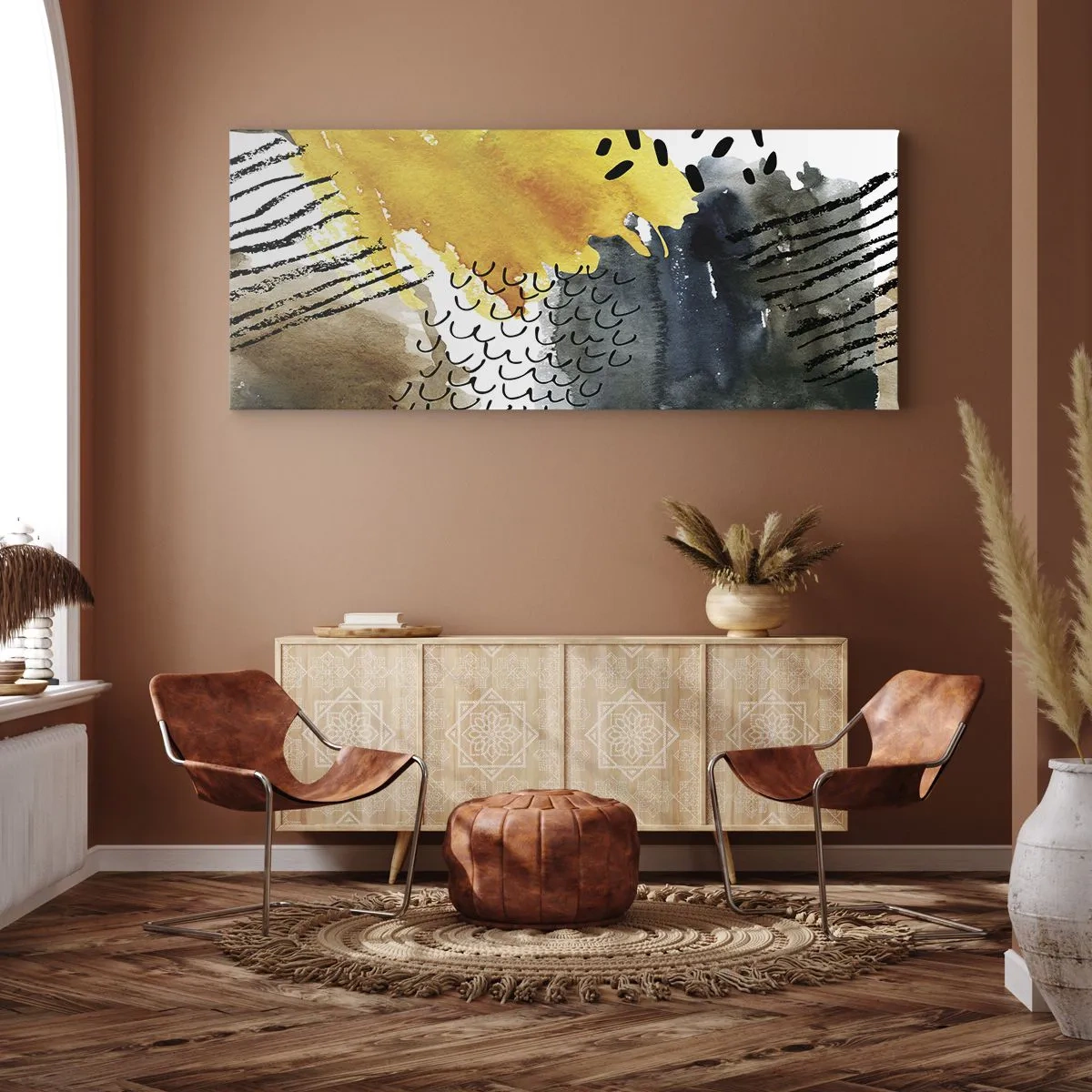 Cuadro sobre lienzo - Impresión de Imagen - Reunión de los elementos - 100x40 cm