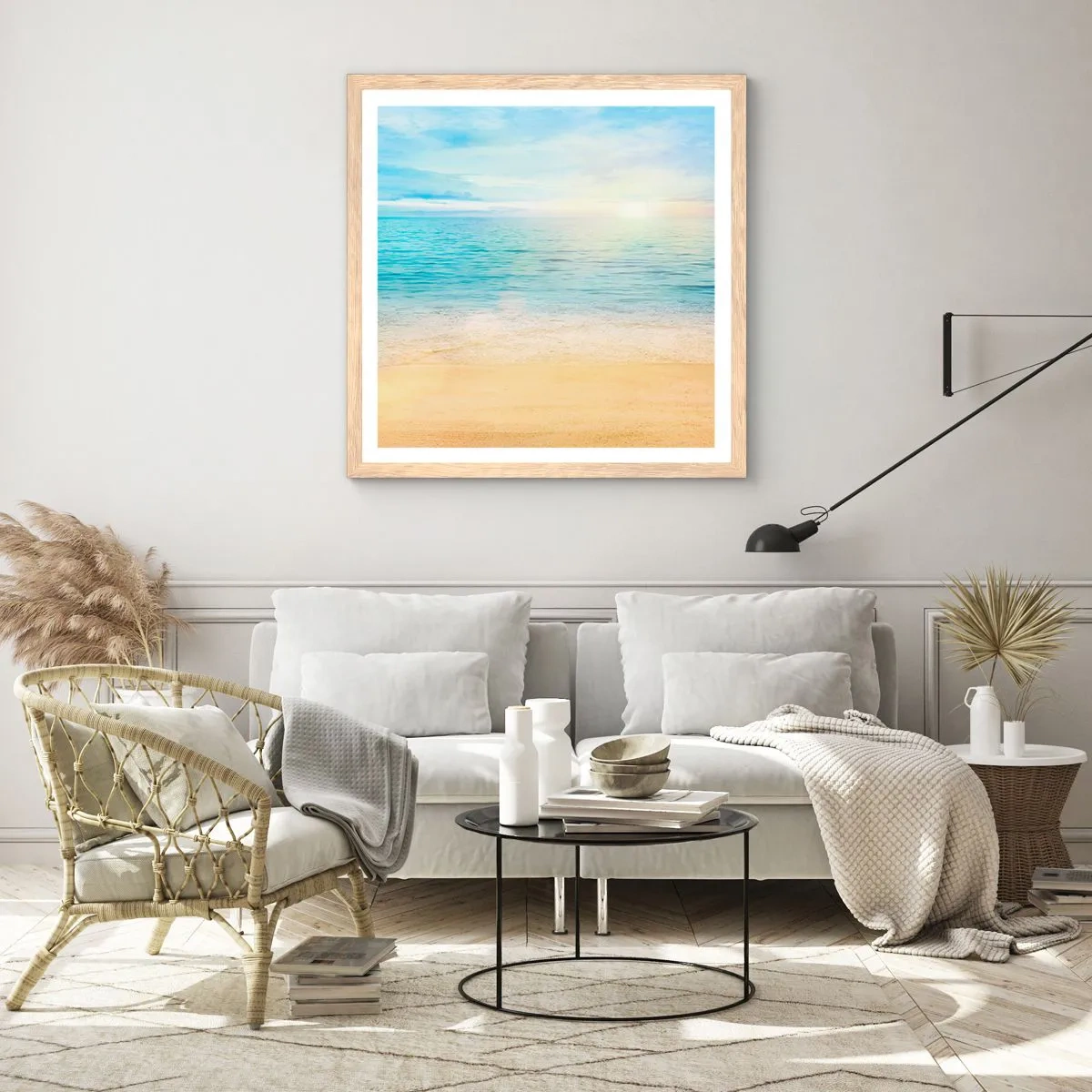 Póster en marco roble claro - Gran cielo azul - 30x30 cm