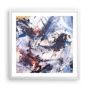 Póster en marco blanco - Danza loca de la abstracción - 50x50 cm