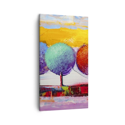 Cuadro sobre lienzo - Impresión de Imagen - Tres árboles coloridos - 45x80 cm